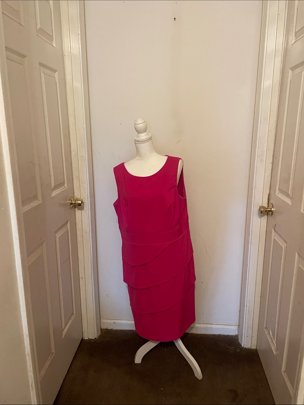 Dress Barn Hot Pink Tiered Shift Dress